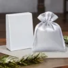 Sacs de satin 10 x 13 cm - argenté Saint-Valentin