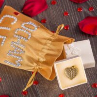 Sacs de satin 12 x 15 cm - rouge Saint-Valentin