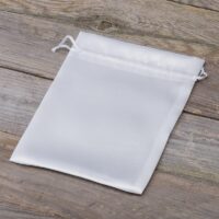 Sacs de satin 15 x 20 cm - blanc Batême