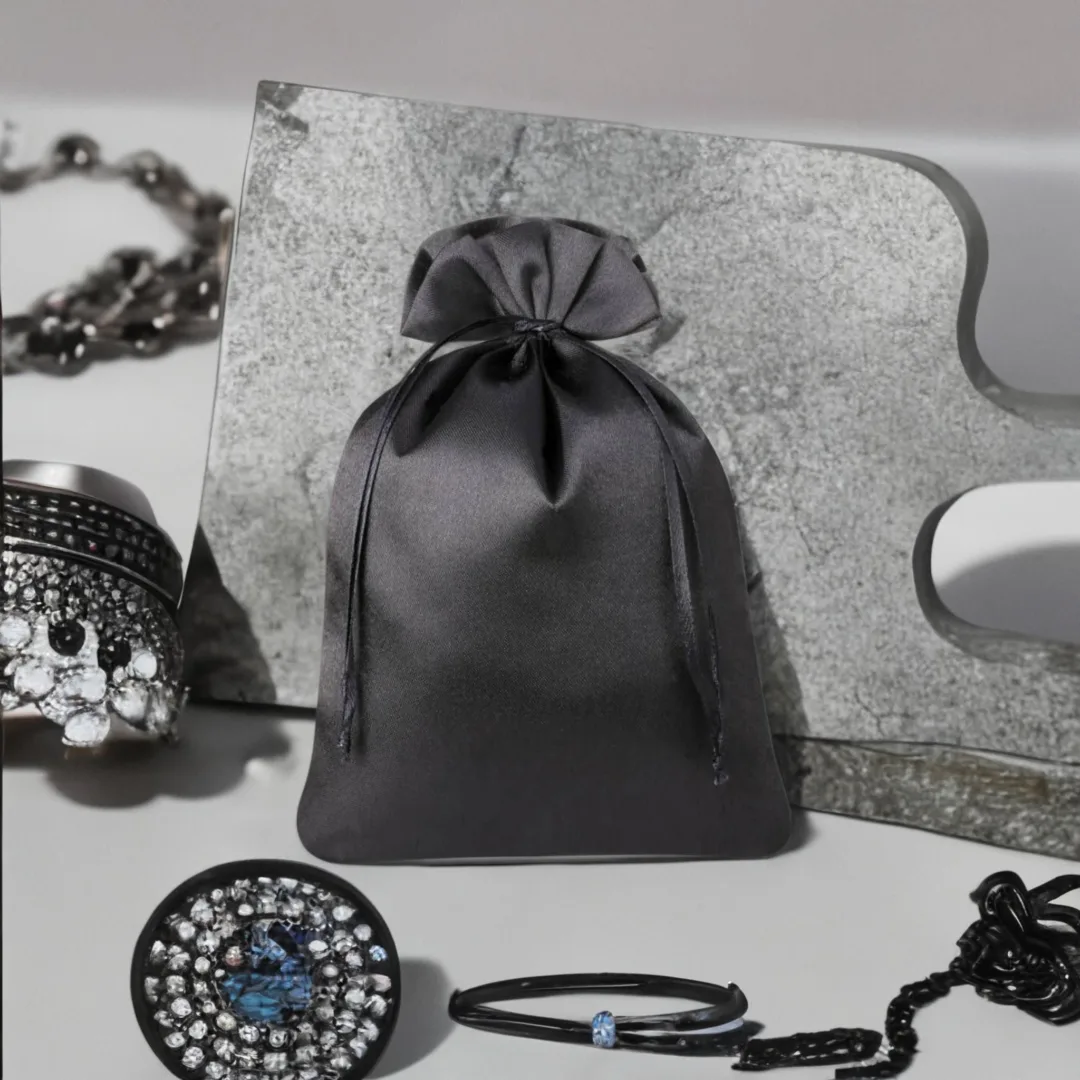 Sacs de satin 15 x 20 cm - noir Bougies