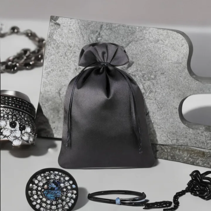 Sacs de satin 15 x 20 cm - noir Bougies