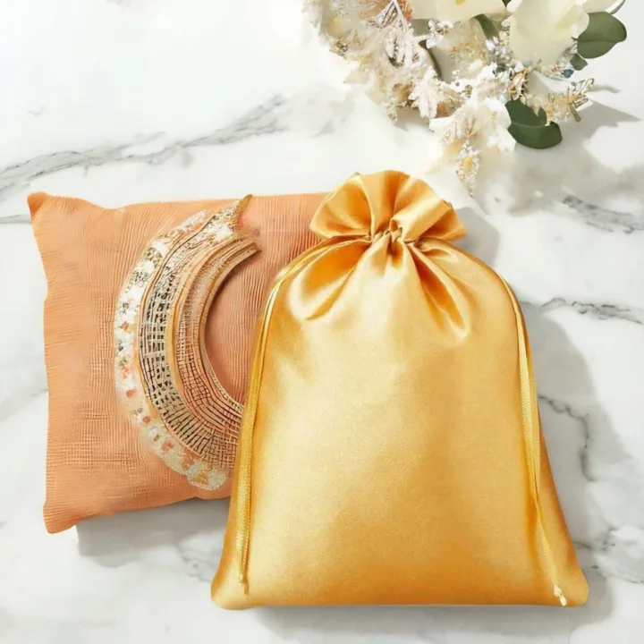Sacs de satin 26 x 35 cm - or Batême