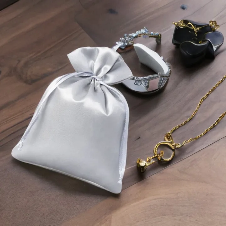 Sacs de satin 8 x 10 cm - argenté Sacs de satin