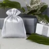 Sacs de satin 8 x 10 cm - argenté Batême