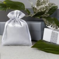 Sacs de satin 8 x 10 cm - argenté Batême