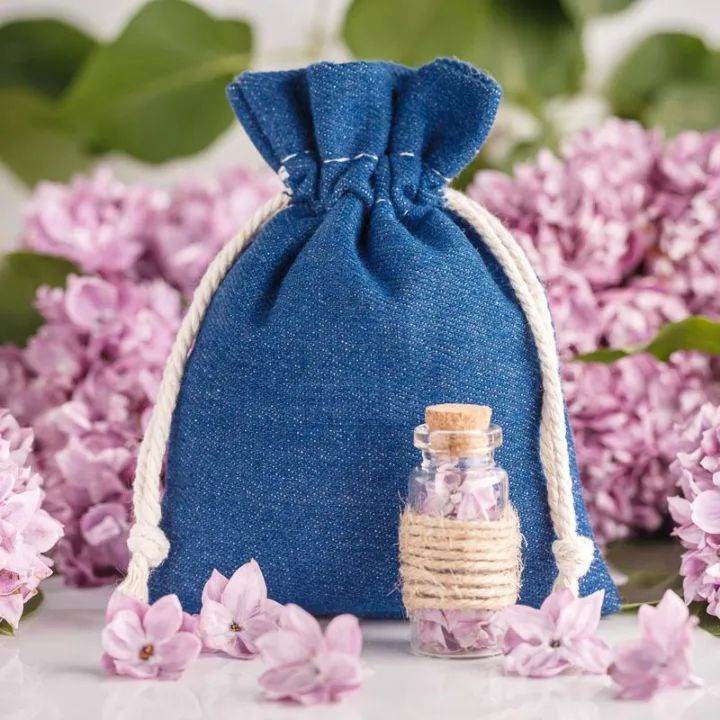 Sacs en jean 10 x 13 cm - bleu Sachets en coton