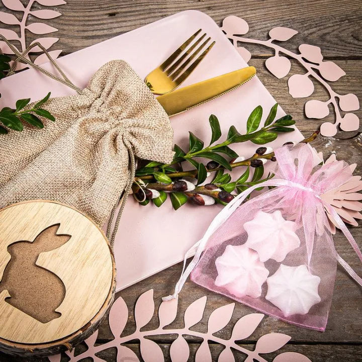 Sacs en organza 10 x 13 cm - rose clair Pour enfants