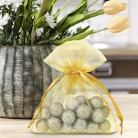 Sacs en organza 13 x 18 cm - or Saint-Valentin