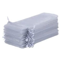 Sacs en organza 13 x 27 cm - argenté Pochettes argent / gris