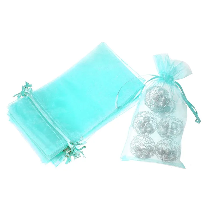 Sacs en organza 13 x 27 cm - bleu ciel Batême
