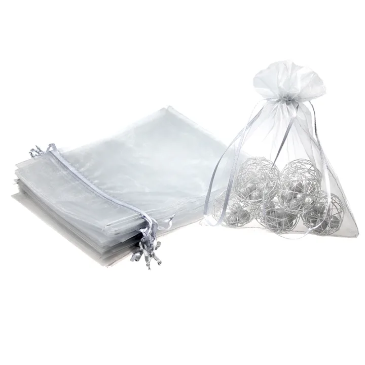 Sacs en organza 15 x 20 cm - argenté Baby Shower