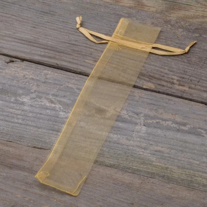 Sacs en organza 3,5 x 19 cm - or Saint-Valentin