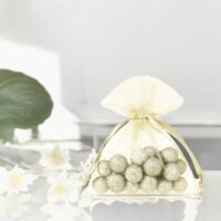 Sacs en organza 5 x 7 cm - ivoire Remerciements aux invités