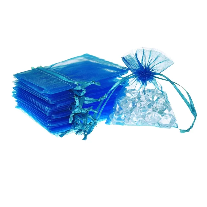 Sacs en organza 8 x 10 cm - turquoise Pâques