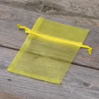 Sacs en organza 9 x 12 cm - jaune Pâques