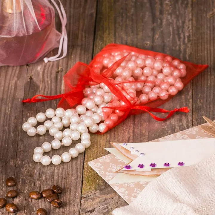 Sacs en organza 9 x 12 cm - rouge Saint Valentin