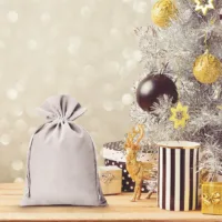 Sacs en velours 12 x 15 cm - argenté Baby Shower