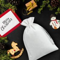 Sacs en velours 15 x 20 cm - blanc Baby Shower