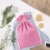 Sacs en velours 15 x 20 cm - rose clair Batême