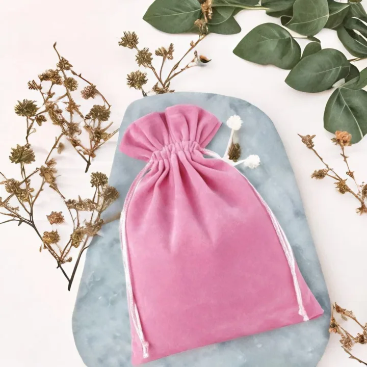 Sacs en velours 22 x 30 cm - rose clair Saint-Valentin