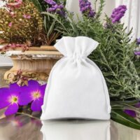 Sacs en velours 8 x 10 cm - blanc Baby Shower