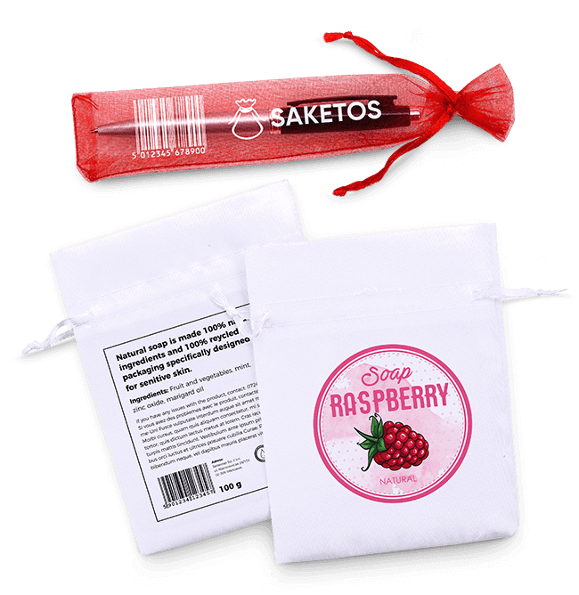 Sachet en tissu pour cadeaux avec logo d'entreprise