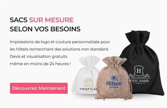 Sacs promotionnels en tissu avec logo d'hôtel