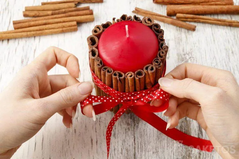 Décoration de Noël DIY - Bougeoir à cannelle