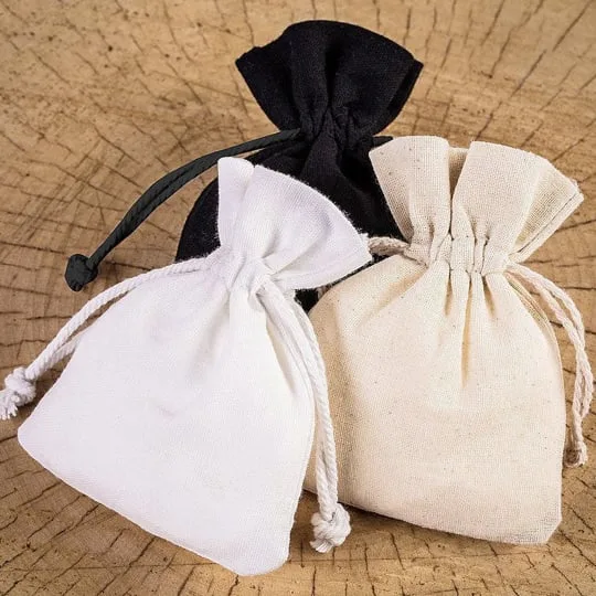 Sachets en coton de différentes couleurs