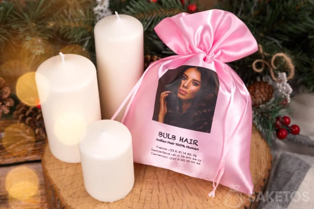 Photo sur sachet - sachet en satin avec photo imprimée