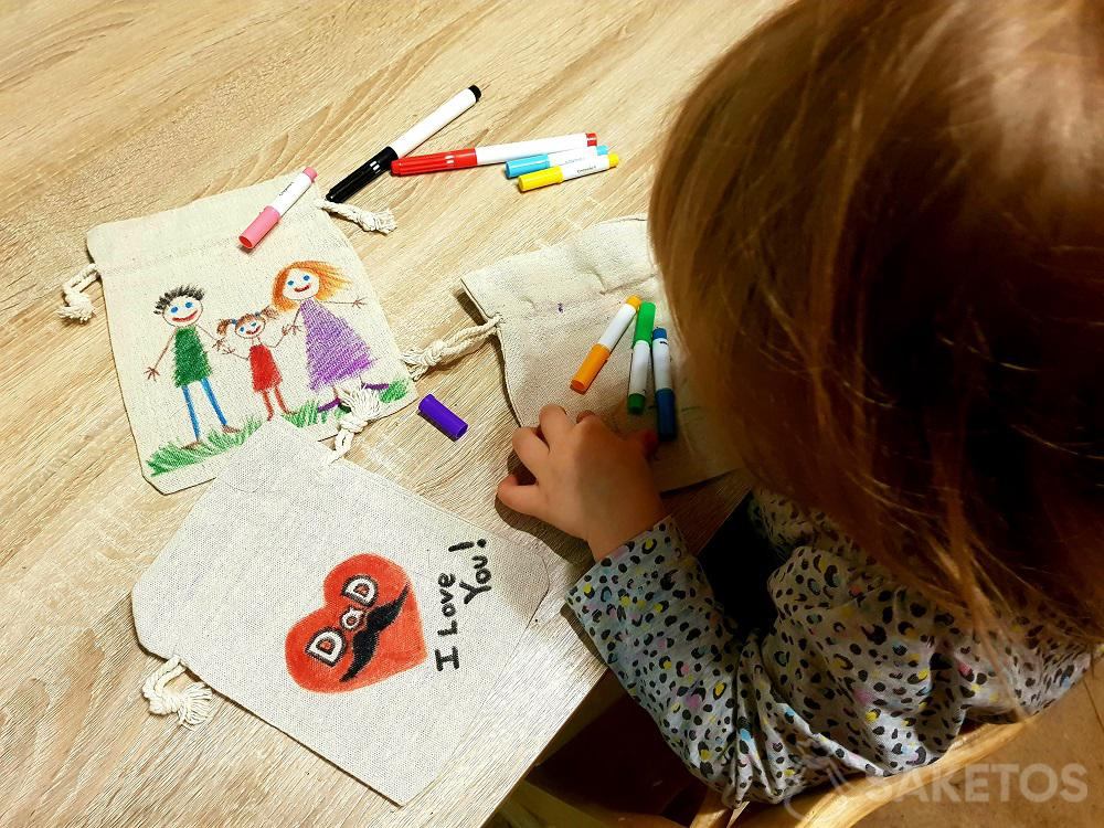 Sacs cadeaux en lin pour papa et maman