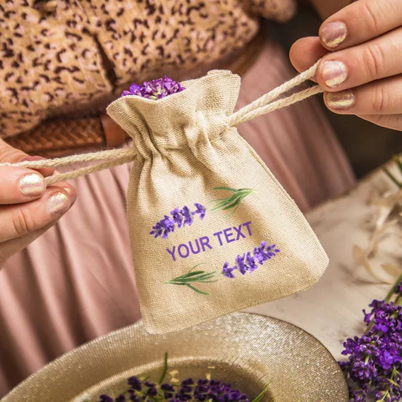 Sac en lin avec lavande – pour personnalisation pour hôtels