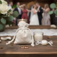 Sachet en lin comme emballage pour cadeaux de mariage et occasions spéciales