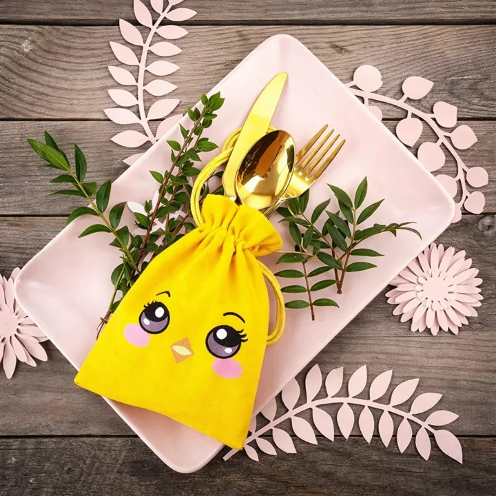 Pochon de Pâques poussin porte-couverts