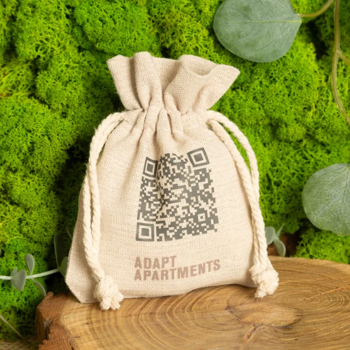 Sachet en lin avec impression code QR