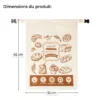 Schéma en français indiquant les dimensions de 42x32 cm du sac à pain roll-top.