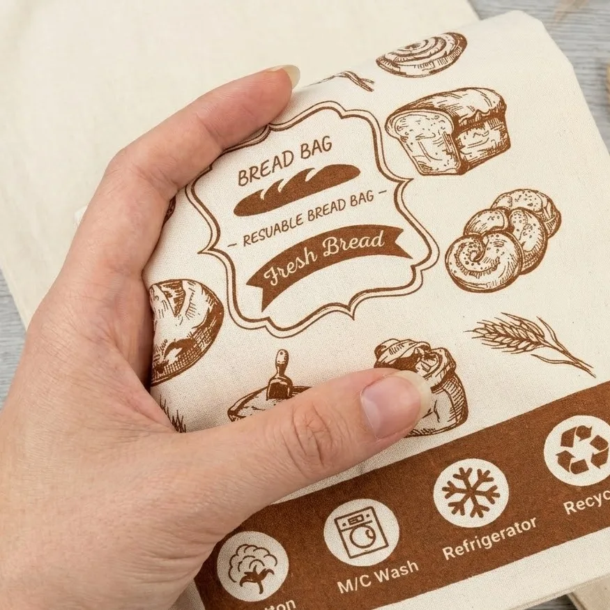 Sac à pain réutilisable en coton pour conservation du pain