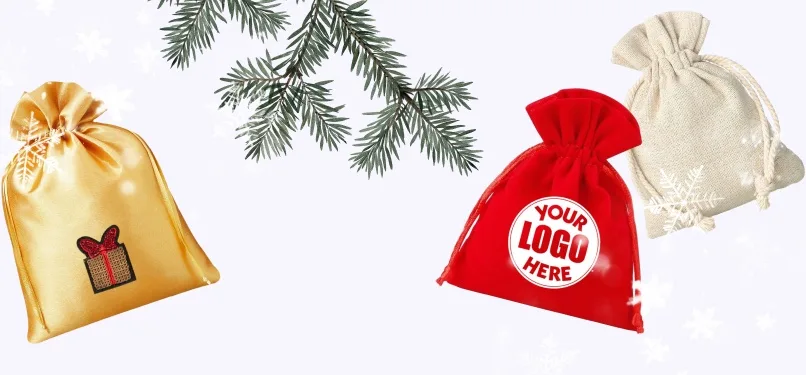 Sachets cadeaux de Noël personnalisés avec logo